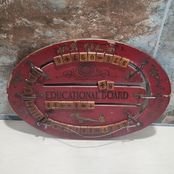 Vintage Cress Educational Board Reversible Red Oval Educational Toy - Picture 4 of 12